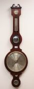 19th century mahogany wheel barometer with swan neck pediment,