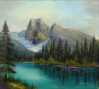 'Emerald Lake and Mount Burgess in the Canadian Rockies', pastel indistinctly signed 1960's,