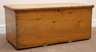 Early 20th century pine chest, hinged lid, W98cm, H42cm,