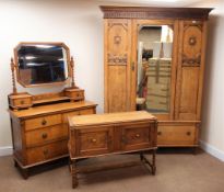 Edwardian oak wardrobe,