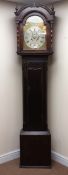 George lll oak longcase clock, 43cm arched Roman dial with subsidiary seconds and date aperture,