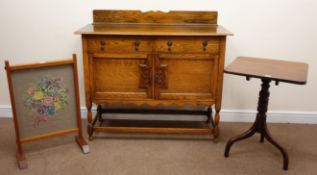 Early 20th century oak sideboard, raised back, two drawers above two cupboards,