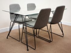 Rectangular glass top dining table,