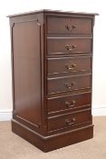 Regency style tall mahogany filing pedestal, inset leather top, three drawers, plinth base, W56cm,