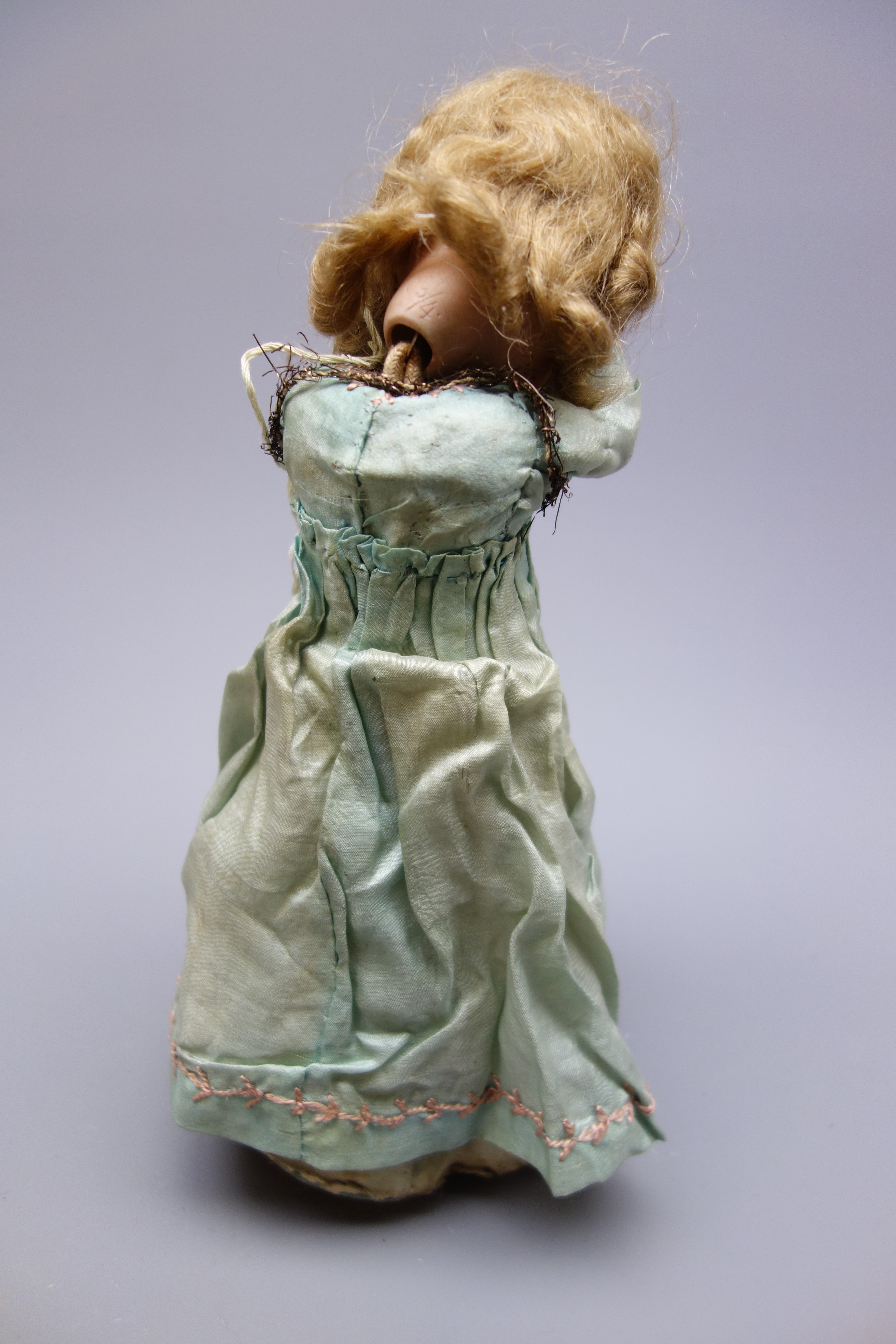 Early 20th century French Henri Rostal Mon Tresor bisque head musical pull-along doll, - Image 3 of 5