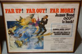 James Bond film poster - On Her Majesty's Secret Service, 72 x 96cm, crease marks from being folded,