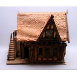 Wooden model of a Tudor style public house,