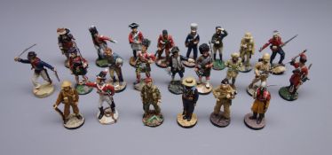 Twenty-three die-cast figures of soldiers from various campaigns 17th to 20th centuries,