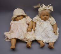 Two Annette Himstedt vinyl baby dolls - 1990/91 'Taki' with brunette hair, brown eyes, closed mouth,