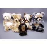 Five Charlie Bears designed by Isabelle Lee - 'Taylor', 'Tracy', 'Jodie',