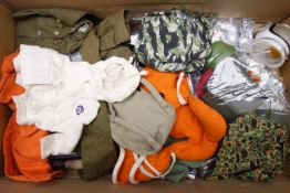 Action Man - quantity of clothing, hats and boots including space suit, weapons and weapon cases,