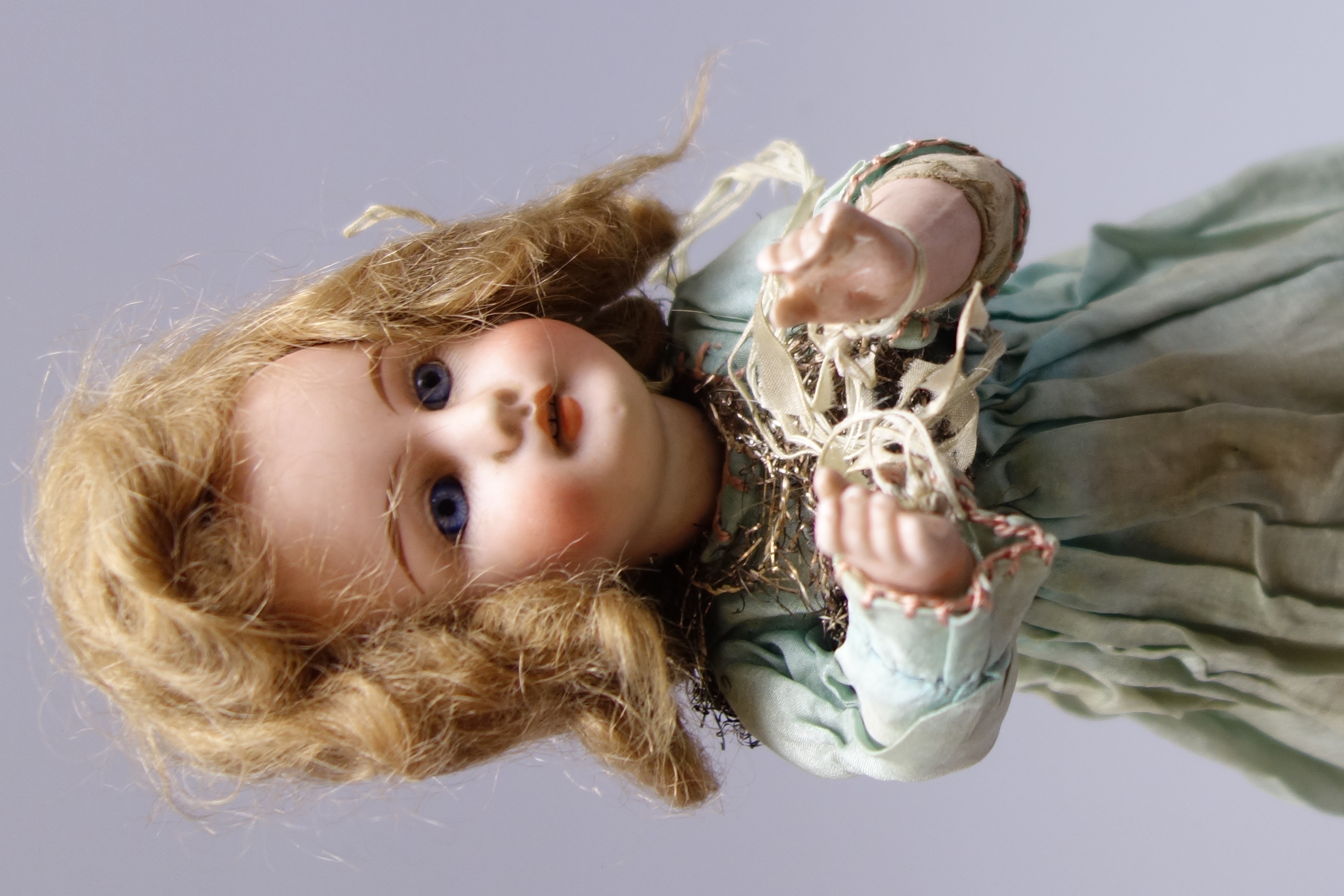 Early 20th century French Henri Rostal Mon Tresor bisque head musical pull-along doll, - Image 2 of 5