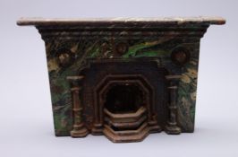 Victorian doll's house or traveller's sample cast-iron fire surround with painted marble finish and