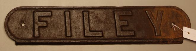Cast-iron 'Filey' railway type sign, L55.5cm Condition Report <a href='//www.