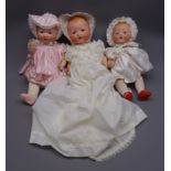 Three Armand Marseille 'My Dream Baby' bisque head dolls, each with moulded hair, sleeping eyes,