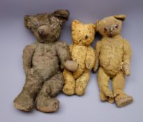 Two early 20th century plush covered teddy bears for restoration and a mid-20th century teddy bear