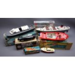 Six model boats - Tri-ang 14" Electric Speedboat,