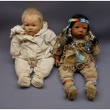 Gotz 'Dribble' baby girl doll by Carin Lossnitzer dressed as a Native American Indian squaw No.