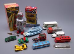 Various makers - unboxed and playworn die-cast models including Dinky Spectrum Pursuit Vehicle and