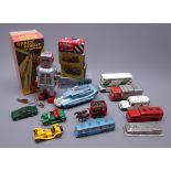 Various makers - unboxed and playworn die-cast models including Dinky Spectrum Pursuit Vehicle and