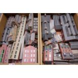 '00' gauge - quantity of kit-built cardboard trackside buildings, including engine shed, station,