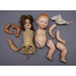 Kley Hahn 'Walkure' bisque head doll with applied hair, sleeping eyes,