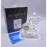 Michelin tyre interest - Cristal D'Arques clear glass Bibendum desk clock given to a member of