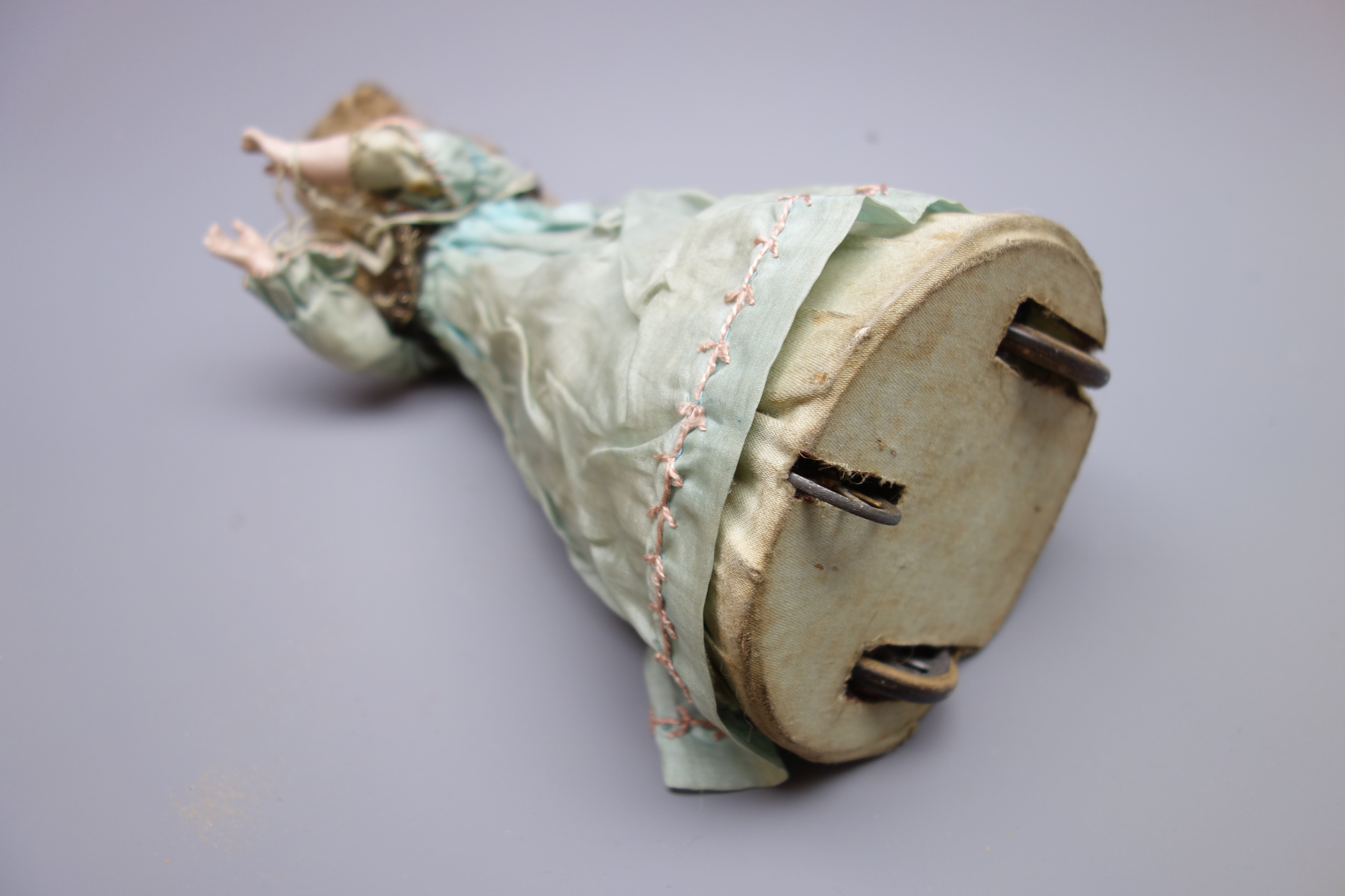 Early 20th century French Henri Rostal Mon Tresor bisque head musical pull-along doll, - Image 5 of 5