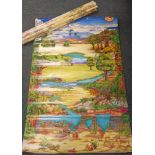 Seven identical TY Beanie toy shop posters depicting a river landscape and beach scene 123 x 82cm,