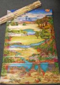 Seven identical TY Beanie toy shop posters depicting a river landscape and beach scene 123 x 82cm,