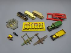 Various makers playworn and unboxed die-cast models - seven early Dinky including AA Motor Cycle