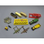 Various makers playworn and unboxed die-cast models - seven early Dinky including AA Motor Cycle