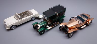 Franklin Mint - three large scale die-cast models of Rolls Royce cars comprising 1921 Silver Ghost