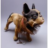 Early 20th century French papier-mache barking bulldog automaton, probably by Roullet and Decamps,