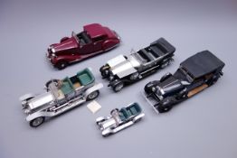 Franklin Mint - four large scale die-cast models of Rolls Royce cars comprising 1925 Silver Ghost,