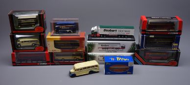 Ten die-cast models of buses with EYMS livery by Corgi, EFE etc, all boxed, another unboxed,