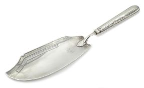 Georgian silver fish slice with silver handle by Duncan Urquhart & Naphtali Hart,