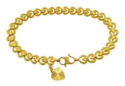 22ct gold heart link bracelet stamped 916 Condition Report 13.