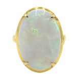 Gold single stone oval opal ring stamped 14K 585 Condition Report opal 18mm x 13mm,