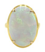 Gold single stone oval opal ring stamped 14K 585 Condition Report opal 18mm x 13mm,