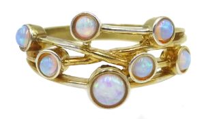 Silver-gilt multi opal ring,