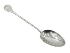 Robert Welch silver serving spoon, twisted handle and beaten bowl, London 1987,