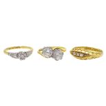 18ct gold five stone diamond ring, Birmingham 1912,