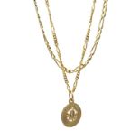 9ct gold figaro link chain necklace and a 9ct gold 'Vancouver' pendant necklace,