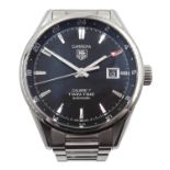 Tag Heuer Carrera Calibre 7 TwinTime automatic stainless steel wristwatch, anthracite dial,