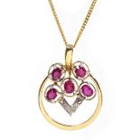 18ct gold ruby and diamond pendant necklace, stamped 750 Condition Report 6.
