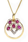 18ct gold ruby and diamond pendant necklace, stamped 750 Condition Report 6.