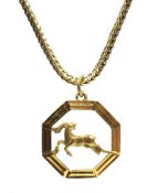 Gold Zodiac Capricorn pendant on gold wheat chain necklace,