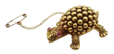 18ct gold tortoise brooch with ruby eyes by Hans Georg Mautner,