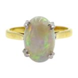 18ct gold single stone oval opal ring, London 1978 Condition Report Approx 3.